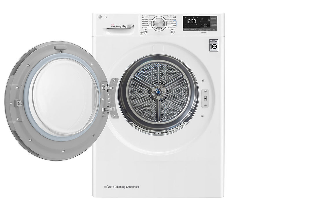 LG Sèche-linge d'une capacité de 8 kg | Classe d'efficacité énergétique A+++ | avec technologie de pompe à chaleur à double onduleur | Blanc | RT8DIH1Q, RT8DIH1Q