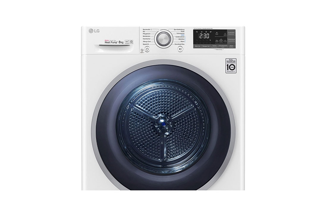LG Sèche-linge d'une capacité de 8 kg | Classe d'efficacité énergétique A+++ | avec technologie de pompe à chaleur à double onduleur | Blanc | RT8DIH1Q, RT8DIH1Q