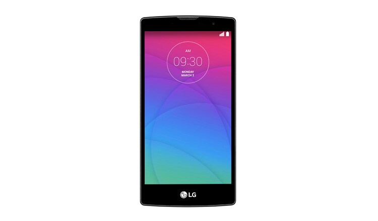 Vue avant de LG Manga Dual Sim Smartphone incurvé avec dual sim slot, l&#39;écran HD de 5,0&#34;, processeur quatre cœurs de 1,3GHz H502Y