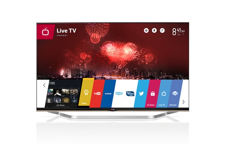 Vue avant de CINEMA 3D Smart TV avec webOS, diagonale d’écran de 106 cm (42 pouces), système de son 2.1 et télécommande Magic Remote Control 42LB731V