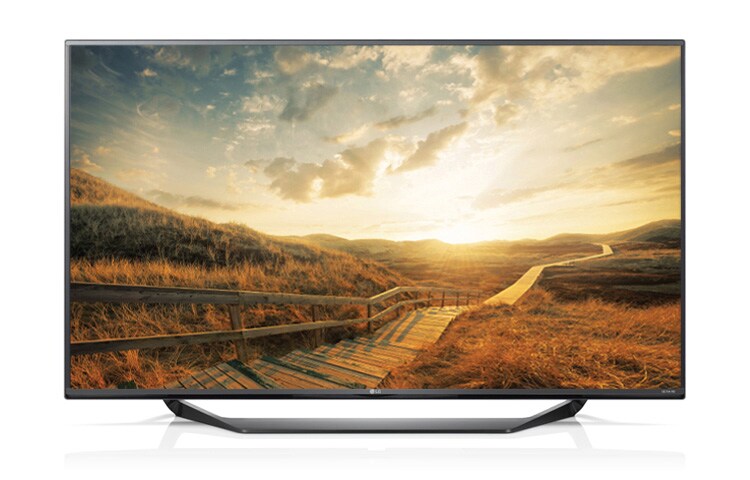 Vue avant de LG 55UF675V ULTRA HD TV de LG, avec une diagonale d&#39;écran de 55&#39;&#39;, Dual Metal Design et Virtual Surround Sound 55UF675V