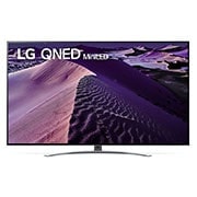 Vue avant du téléviseur LG QNED avec image de remplissage et logo du produit