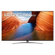 Vue avant du téléviseur LG QNED avec image de remplissage et logo du produit