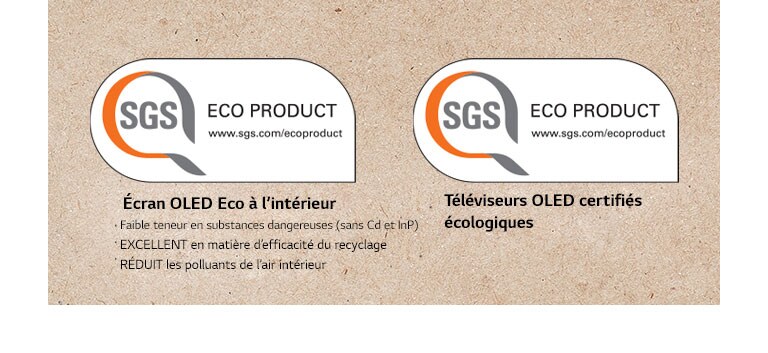 Un logo de certification SGS sur les panneaux OLED et les téléviseurs OLED.