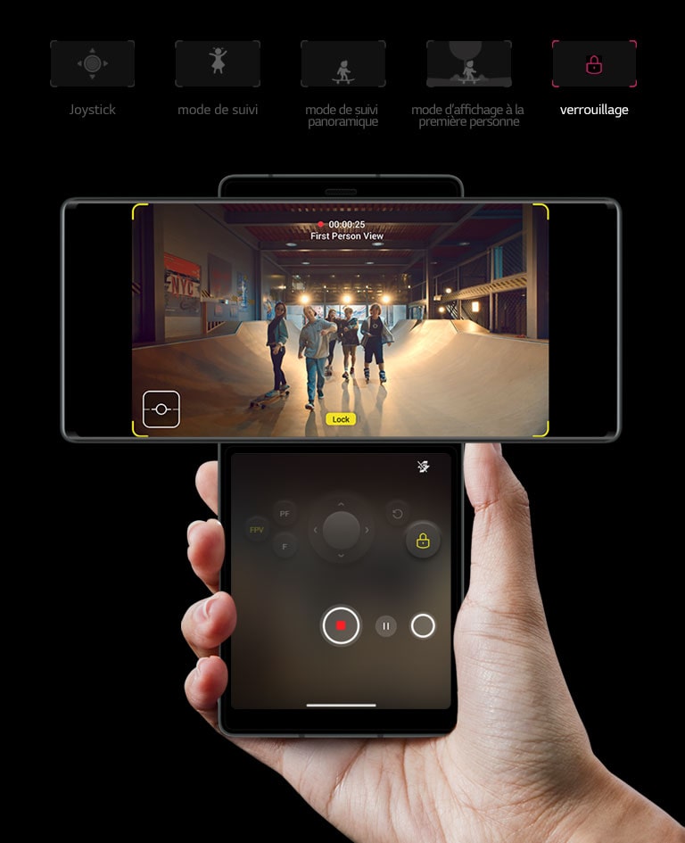 Photo de patineurs prise par un smartphone dans différents modes cardans.