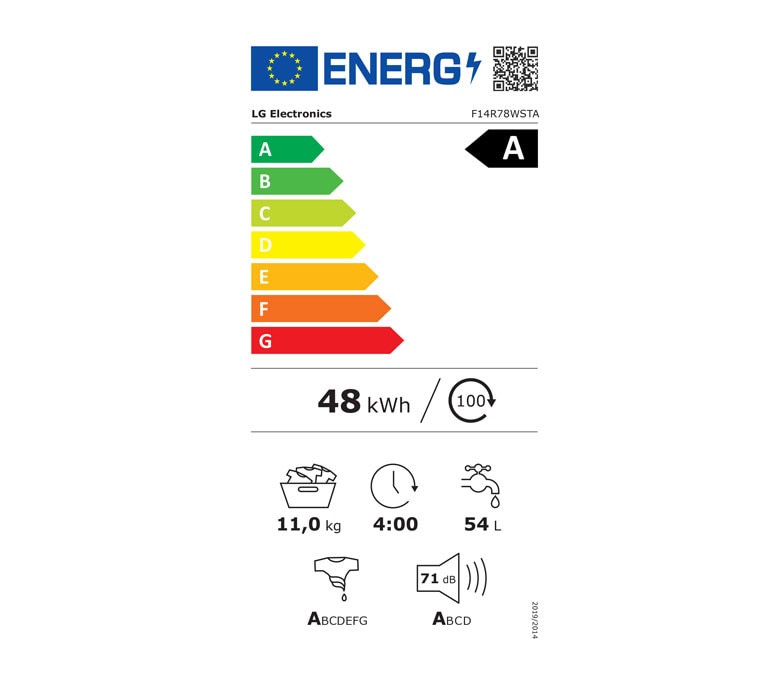 Etiquette Energie LG F14R78WSTA