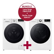 Vue avant de Lave-linge (13 kg, 1 400 tr/min, efficacité énergétique A) avec hublot argenté | F4WR7031 & Sèche-linge avec technologie de pompe à chaleur Dual Inverter V9AYXT F4WR7031.V9AYCH