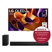 Vorderseite von 83 Zoll LG OLED evo G4 4K Smart TV OLED83G4 &amp; DSG10TY Soundbar Bundle OLED83G48LW.DSG10CH