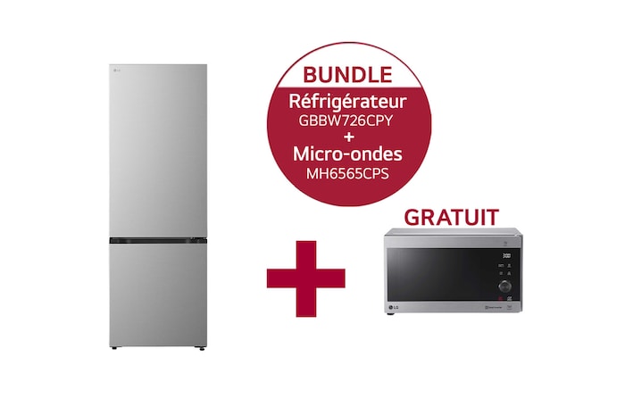 LG Réfrigérateur-congélateur entièrement intégré (C, 465L, 203cm de hauteur, 69,7cm de largeur) avec compresseur Smart Inverter® de 191kWh/an | GBBW726CPY + Micro-ondes avec technologie Smart Inverter, gril à quartz et capacité de 25 litres et technologie I-Wave | MH6565CPS, GBBW726CPY.CPSCH