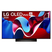 Front view with LG OLED evo TV, OLED C4, 11 Years of world number 1 OLED Emblem and webOS Re:New Program logo on screen