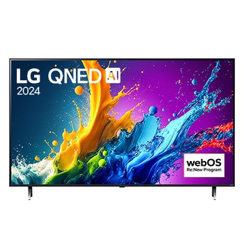 Front view of LG QNED TV, QNED90 with text of LG QNED MiniLED, 2024.