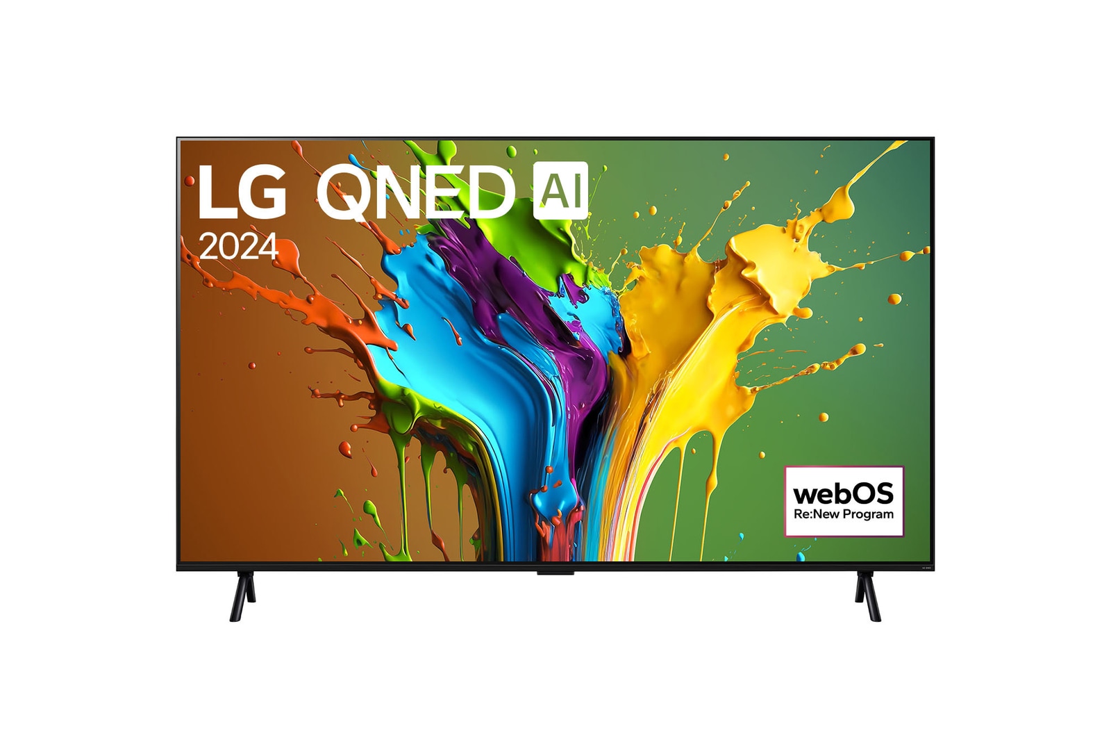 Front view of LG QNED TV, QNED89 with text of LG QNED MiniLED, 2024.