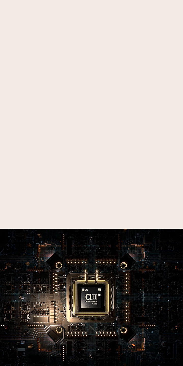 El procesador alpha 11 AI Gen2 está sobre una placa de circuito de aspecto avanzado.