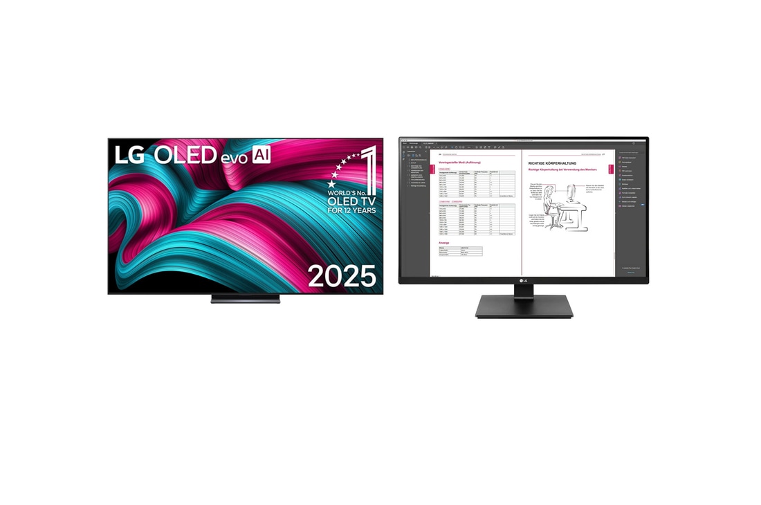 LG Smart TV LG OLED evo AI C5 4K de 83 pulgadas 2025 + Monitor profesional LG IPS 27" Quad HD HDR Altavoces, OLED83C5PSA.27BN6