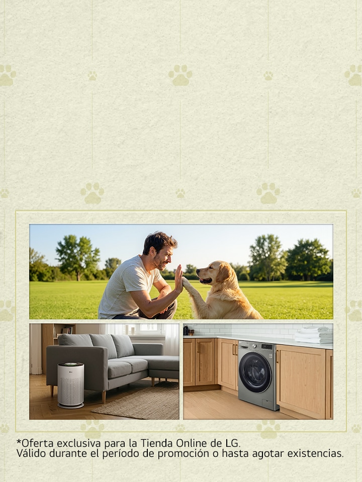 Banner de lifestyle mostrando rotinas do dia a dia em casa com eletrodomésticos LG	