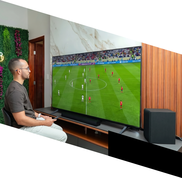 Rapael viendo una pantalla con el Modo Deportes encendido