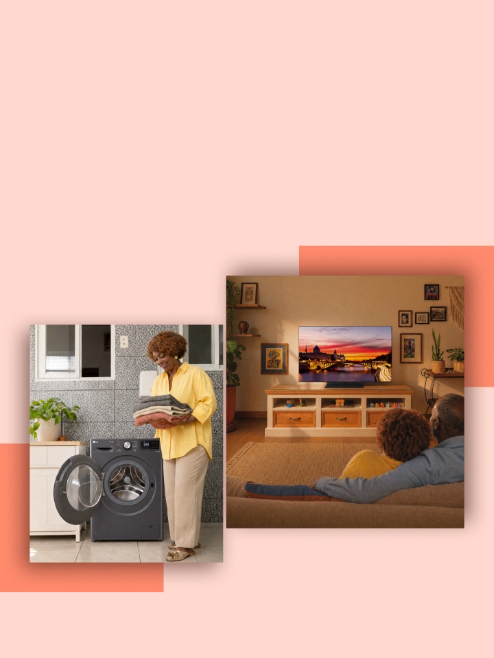 Visual clave de estilo de vida que muestra rutinas diarias en casa con electrodomésticos LG	 *Oferta exclusiva en LG.com. Válida durante el período promocional o hasta agotar existencias.