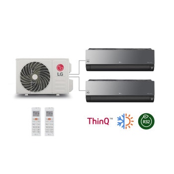 Vista frontal de Multi Split ARTCOOL, Dual Inverter, Wi-Fi, Frío & Calor 1 x 9000 Btu/hr + 1 x 12000 Btu/hr Z2MW18SJR2