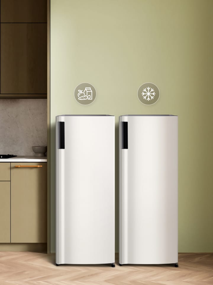 Refrigerador LG de 1 puerta en una cocina moderna.