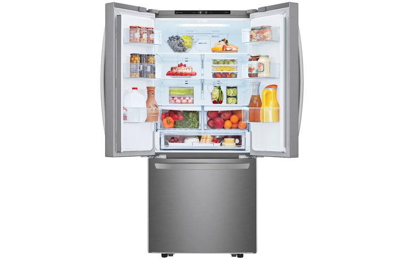 Front view open door fill with vegetables