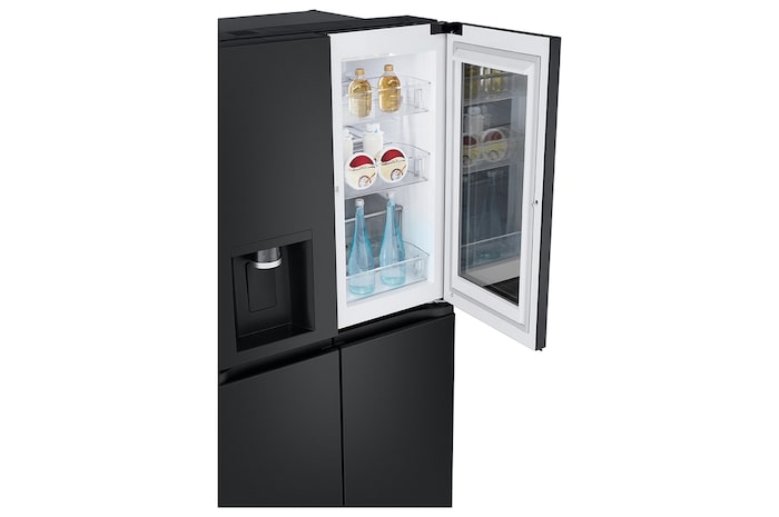 Side top one door open view  with food