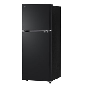 Front open view of 217L Top Freezer Refrigerator Essence Matte Black with LinearCooling and Deodorizer.
