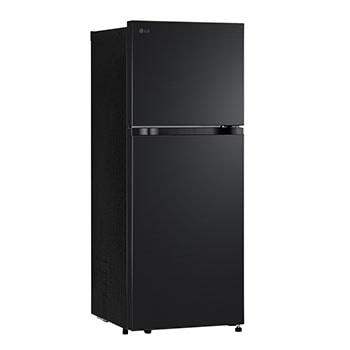 Freezer view of 217L Top Freezer Refrigerator Essence Matte Black with LinearCooling and Deodorizer.