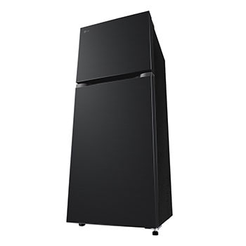 Handle view of 217L Top Freezer Refrigerator Essence Matte Black with LinearCooling and Deodorizer.