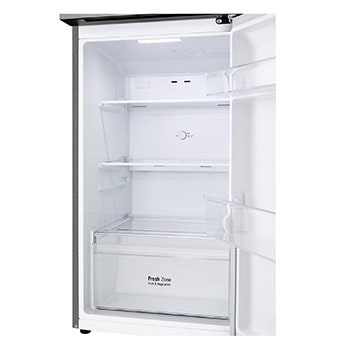 Freezer view of 217L Top Freezer Refrigerator Essence Matte Black with LinearCooling and Deodorizer.