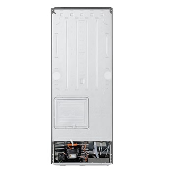 Back view of 217L Top Freezer Refrigerator Essence Matte Black with LinearCooling and Deodorizer.