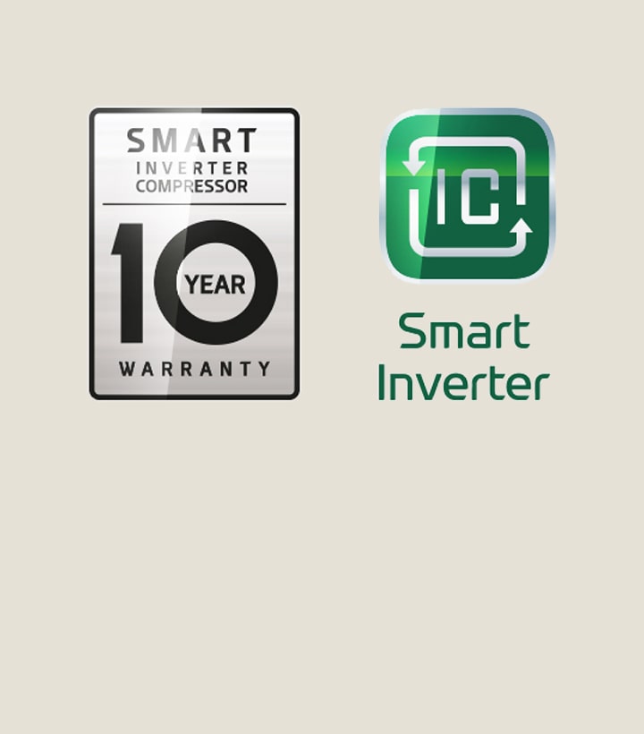 La imagen del compresor smart inverter 10 años de garantía.