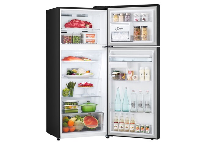 side view full door open with food