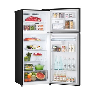 side view full door open with food