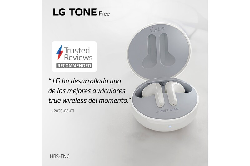 LG TONE Free FN6 - UVNano 99,9% Audífonos inalámbricos Bluetooth (TWS) con Meridian Sound, micrófono dual para trabajo / oficina en casa, compatible con iPhone / Android, carga inalámbrica y rápida., HBS-FN6