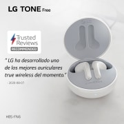 LG TONE Free FN6 - UVNano 99,9% Audífonos inalámbricos Bluetooth (TWS) con Meridian Sound, micrófono dual para trabajo / oficina en casa, compatible con iPhone / Android, carga inalámbrica y rápida., HBS-FN6