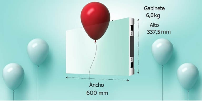 Se muestra que el gabinete es ligero con un globo.
