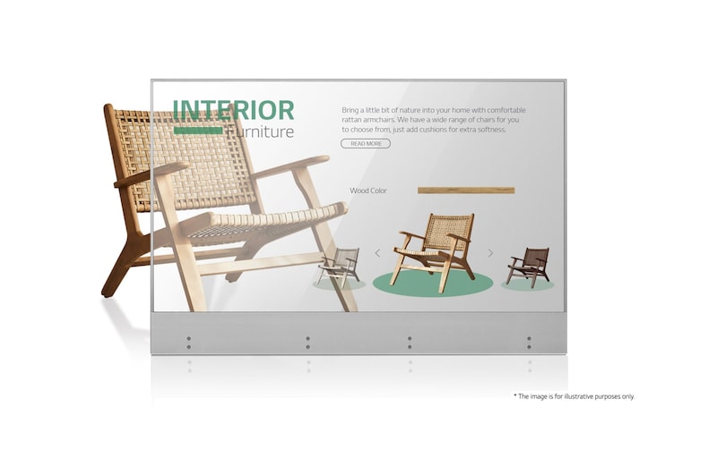 Vista frontal de Pantalla OLED  Transparente 55EW5G-V