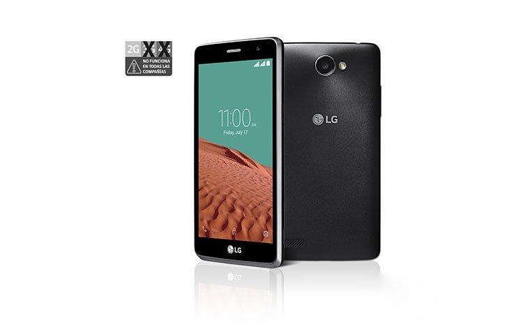 Vista frontal de LG Prime II, Android Lollipop, pantalla de 5&#39;&#39; FWVGA y cámara de 8MP LG Prime II