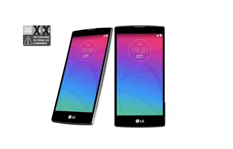 Vista frontal de LG Magna, Android™ Lollipop, pantalla 5.0&#34; HD levemente curva y cámara de 8MP LG Magna