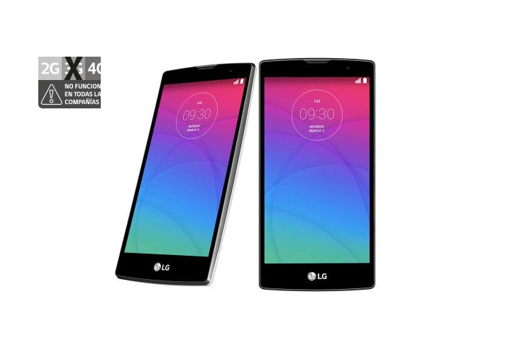 Vista frontal de LG Magna 4G LTE, Android™ Lollipop, pantalla 5.0&#34; HD levemente curva y cámara de 8MP  LG Magna LTE