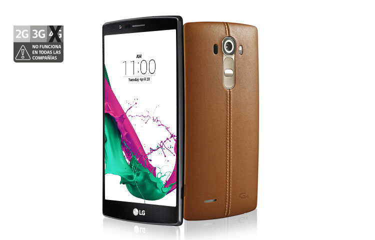 Vista frontal de LG G4, Android 5.1 Lollipop, pantalla 5.5&#34; Quad HD y cámara de 16MP con Laser Auto Focus LG G4 Ceramic White