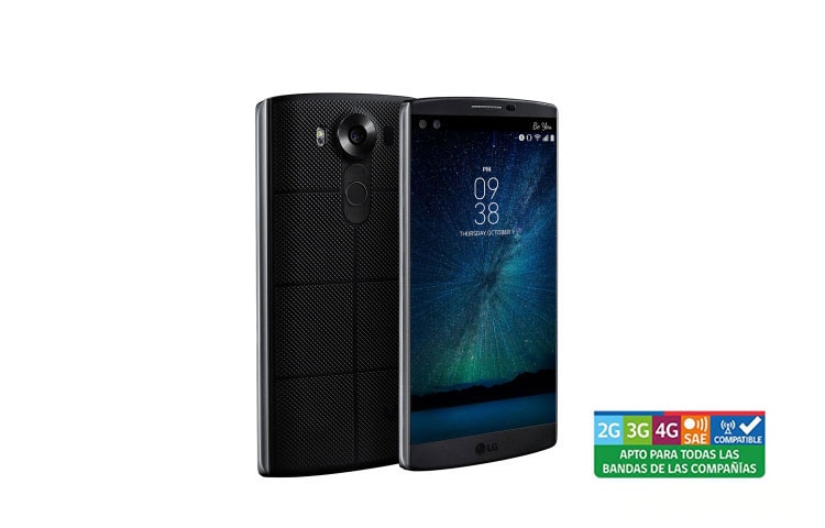 Vista frontal de LG V10, Android™ 5.1.1 Lollipop, pantalla 5,7&#39;&#39; QHD IPS y cámara de 16MP con OIS 2.0 LG V10