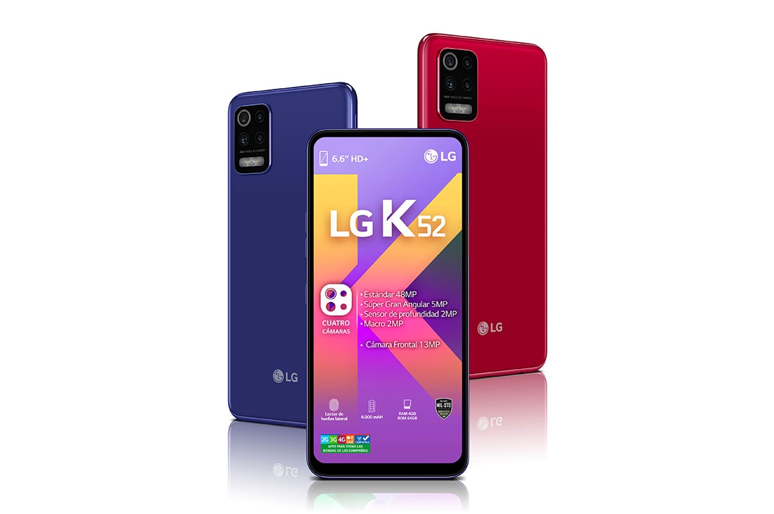 LG K52, 6.6'' HD+, Quad Cámara, 64GB - LMK520HM