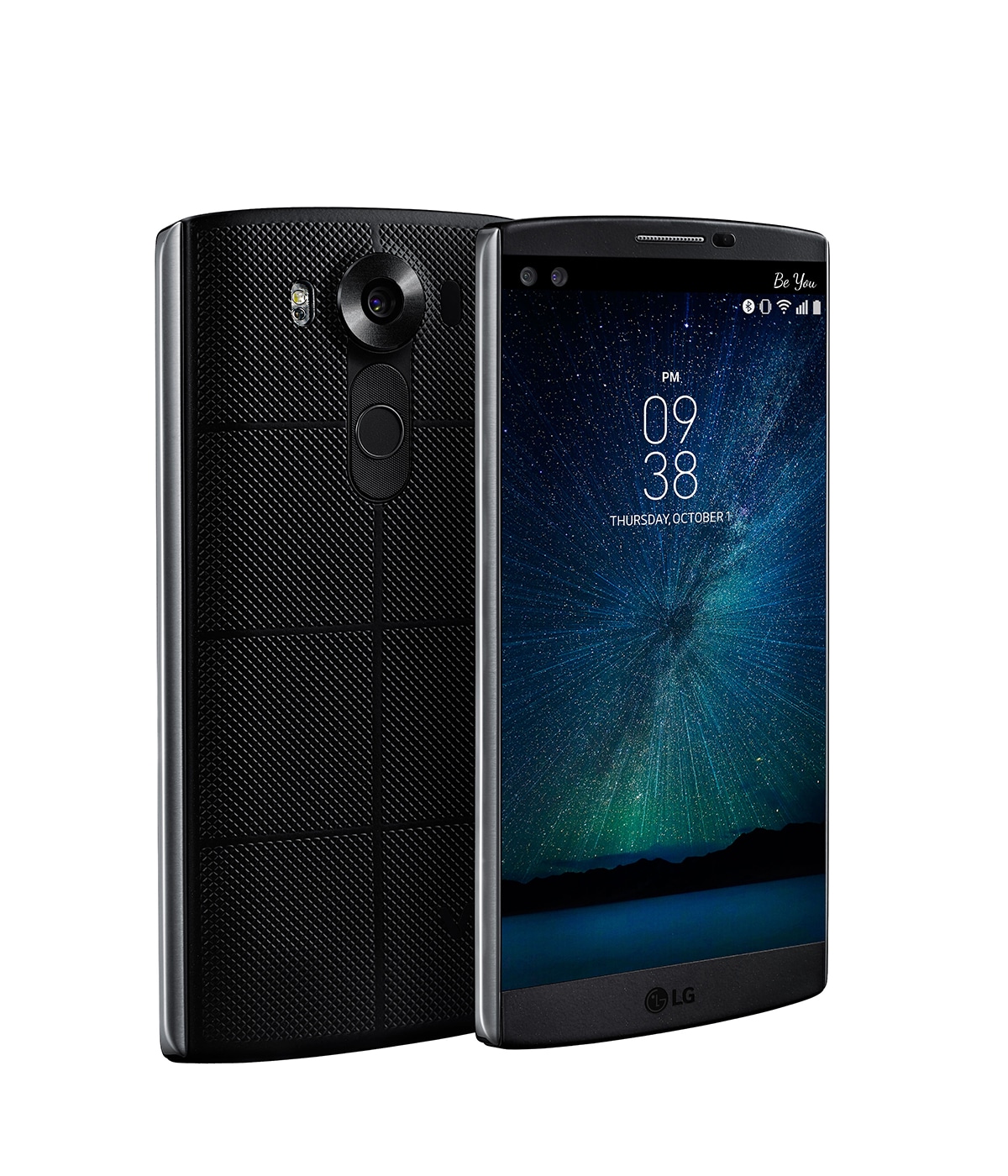 Vista frontal de LG V10, Android™ 5.1.1 Lollipop, pantalla 5,7&#39;&#39; QHD IPS y cámara de 16MP con OIS 2.0 LG V10