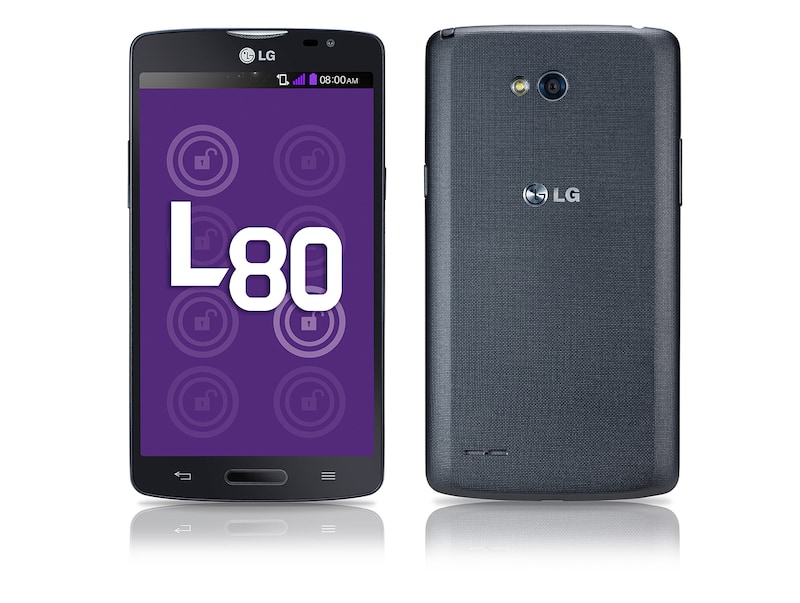 LG L80, smartphone con pantalla IPS de 5'', Android 4.4 Kit Kat, procesador Dual Core de 1.2 GHz, cámara de 8MP y batería de 2540mAh, color negro., LGD380