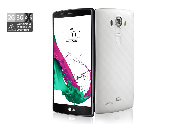 Vista frontal de LG G4, Android 5.1 Lollipop, pantalla 5.5&#34; Quad HD y cámara de 16MP con Laser Auto Focus LG G4 Ceramic White