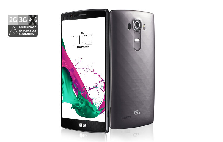 Vista frontal de LG G4, Android 5.1 Lollipop, pantalla 5.5&#34; Quad HD y cámara de 16MP con Laser Auto Focus LG G4 Metallic Gray