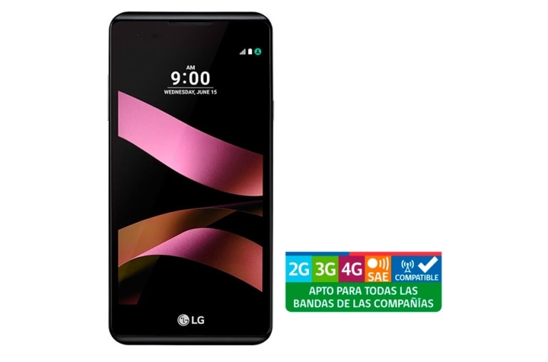 Vista frontal de LG X Style con pantalla de 5,0&#39;&#39; y cámara principal de 8MP LG X Style