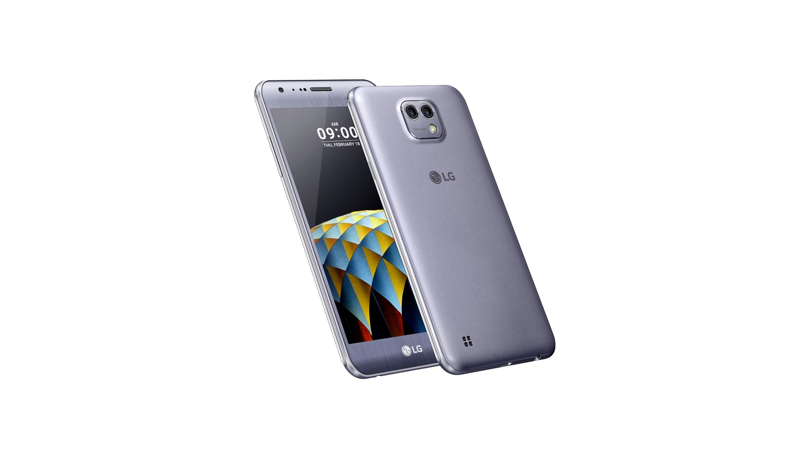 Vista frontal de LG X Cam Titan con pantalla 5,2&#39;&#39; y cámara principal de 13MP &#43; 5MP LG X Cam Titan