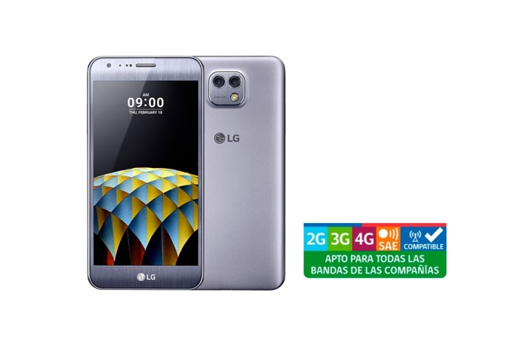 Vista frontal de LG X Cam Titan con pantalla 5,2&#39;&#39; y cámara principal de 13MP &#43; 5MP LG X Cam Titan